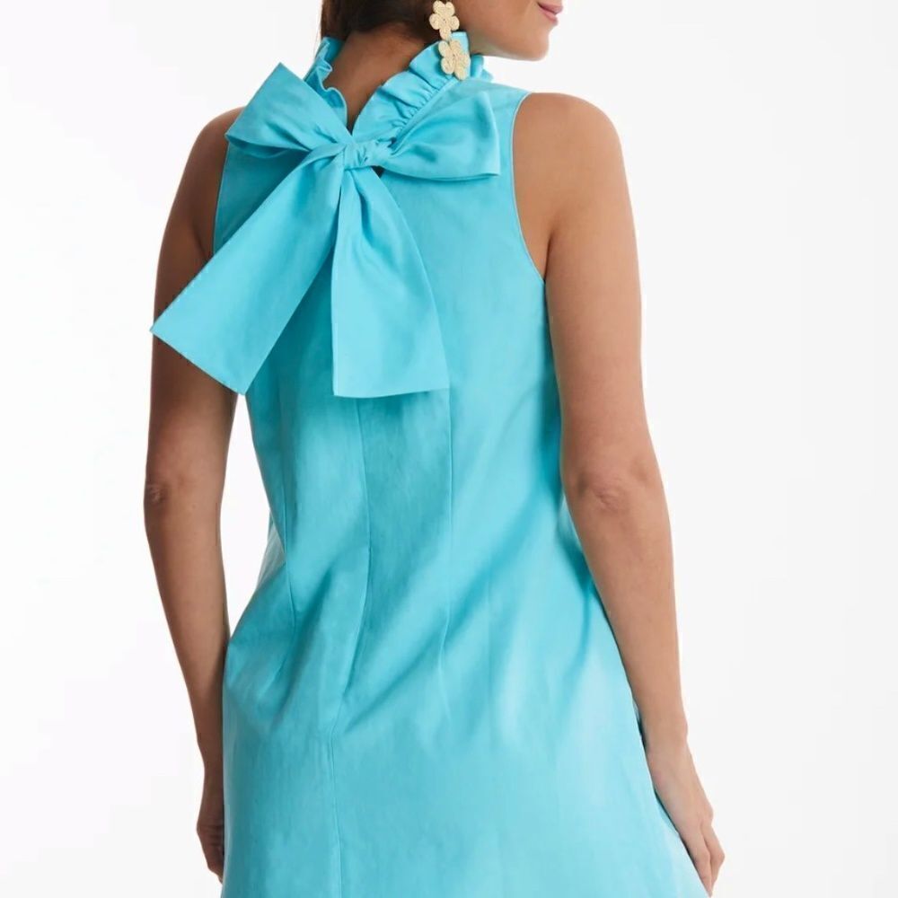EEUC Tyler Boe Stella‎ A-Line Bow Tie Dress in Capri Blue Aqua Turquoise Size XS